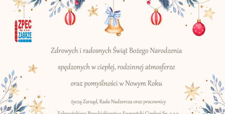 Świąteczne życzenia od Zabrzańskiego Przedsiębiorstwa Energetyki Cieplnej